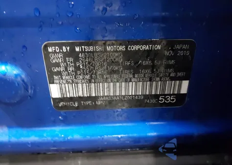 2020 Mitsubishi Eclipse Cross Es 1.5T from USA, damaged, VIN JA4AS3AA1LZ021439